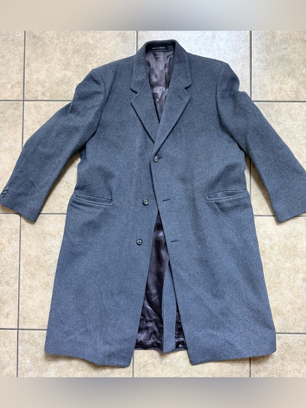 Vintage Hammersley Wool Cashmere Overcoat Grey Made In England Mens Jacket 50L